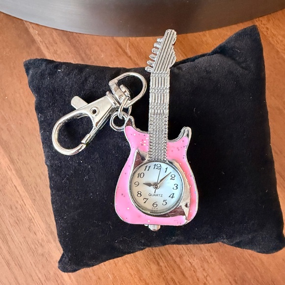 Vintage Accessories - Vintage Pink Guitar Keychain Watch